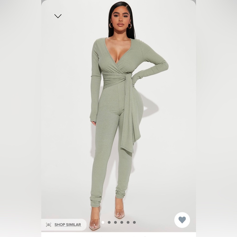 Heavy rib front tie jumpsuit
